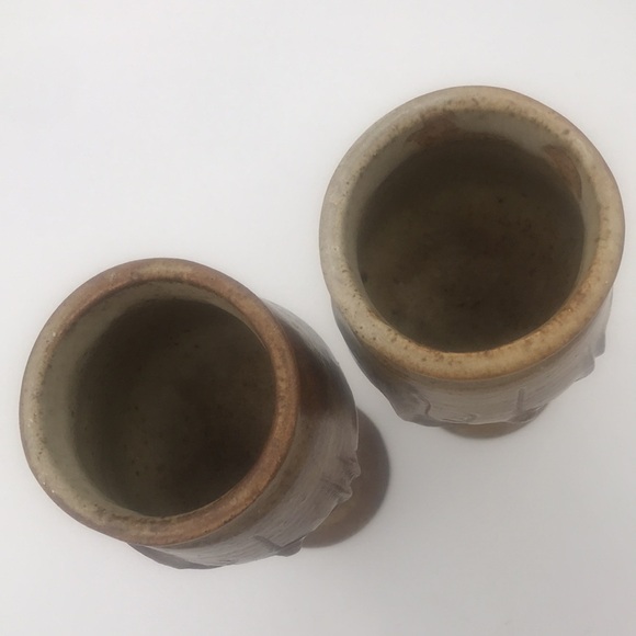 VTG Michael Schyler Flat Earth Set of 2 Art Pottery Goblets - Picture 7 of 13